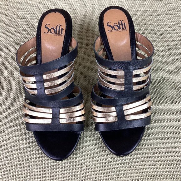 Softt Leather Wedges Slip On Sandals - Picture 4 of 13